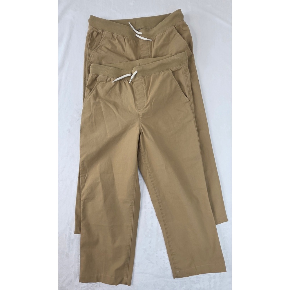 Lands' End Chino Pants 2PAIR Kids XL 14-16 Khaki UNIFORM Iron-Knee Pull-On‎